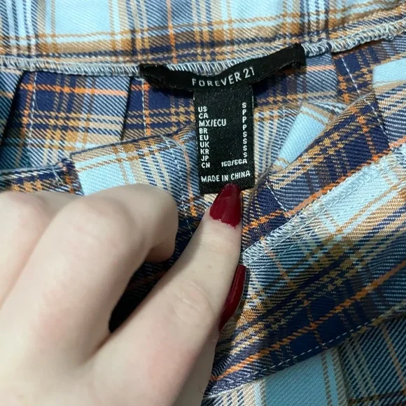 pleated skirt, blue + orange - Picture 1 of 2